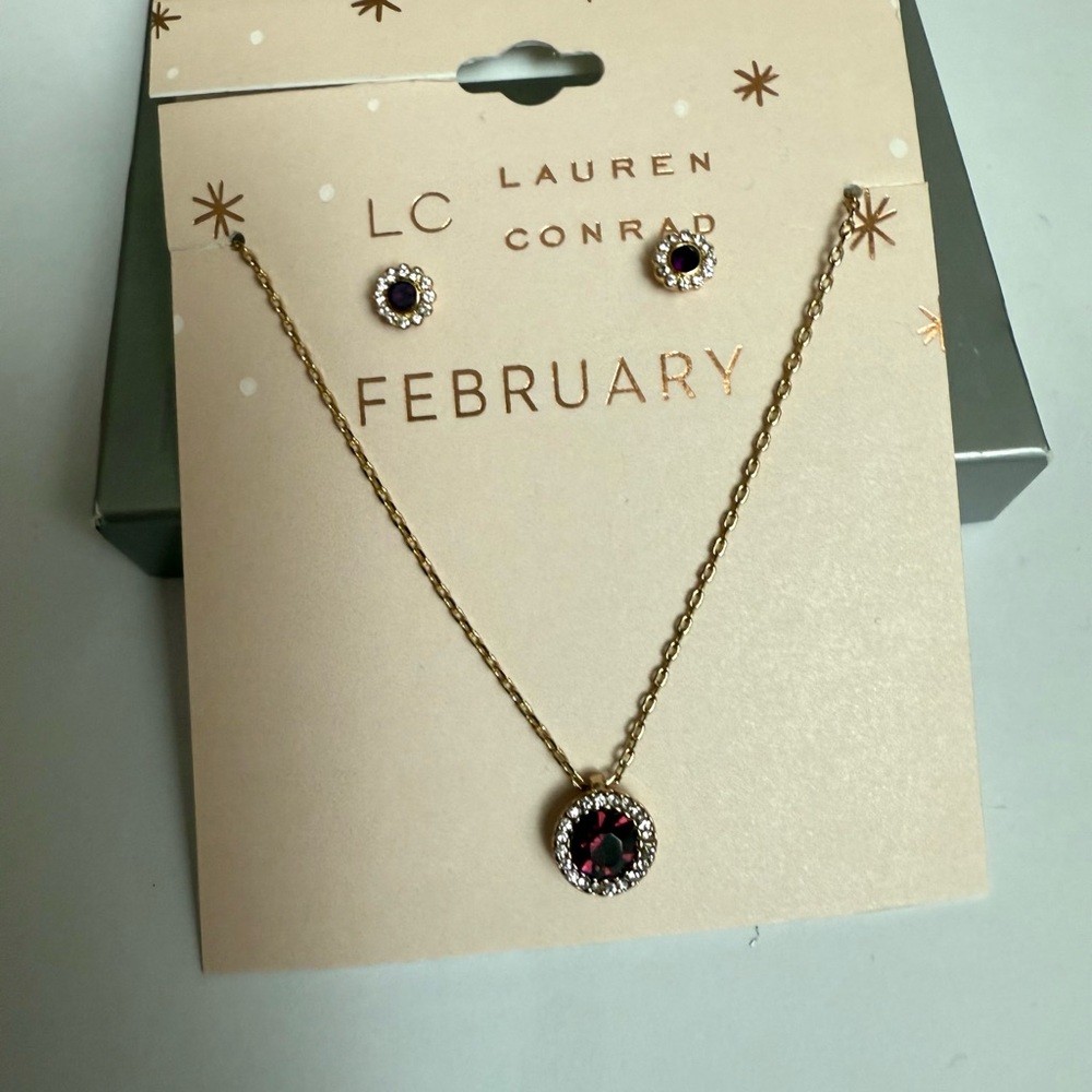 LC Lauren Conrad Gold Necklace with Purple Gemstone